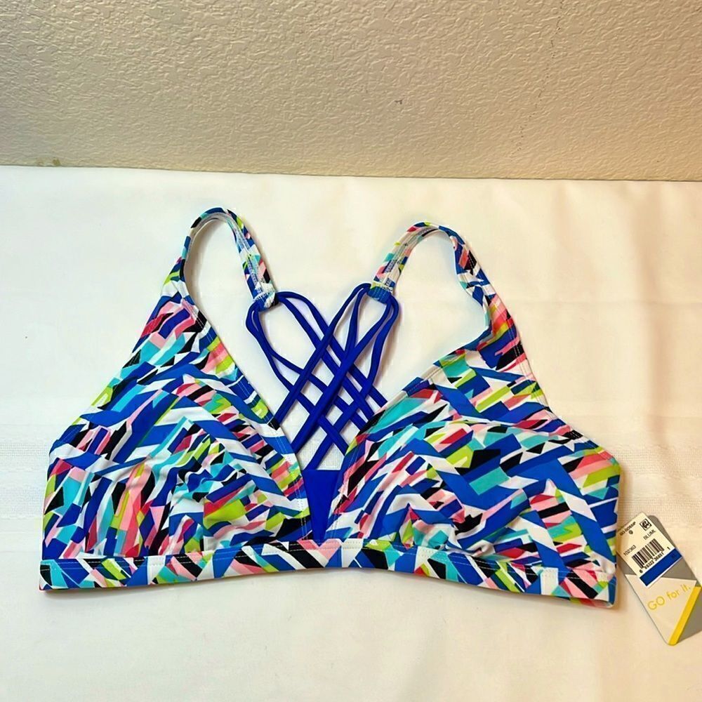 Multi Color Geometric Pattern Gossip Go Swim Bikini Top - NWT - Size XL